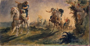 Árabe Painting - Delacroix Eugene ZZZ Jinetes árabes en misión de exploración